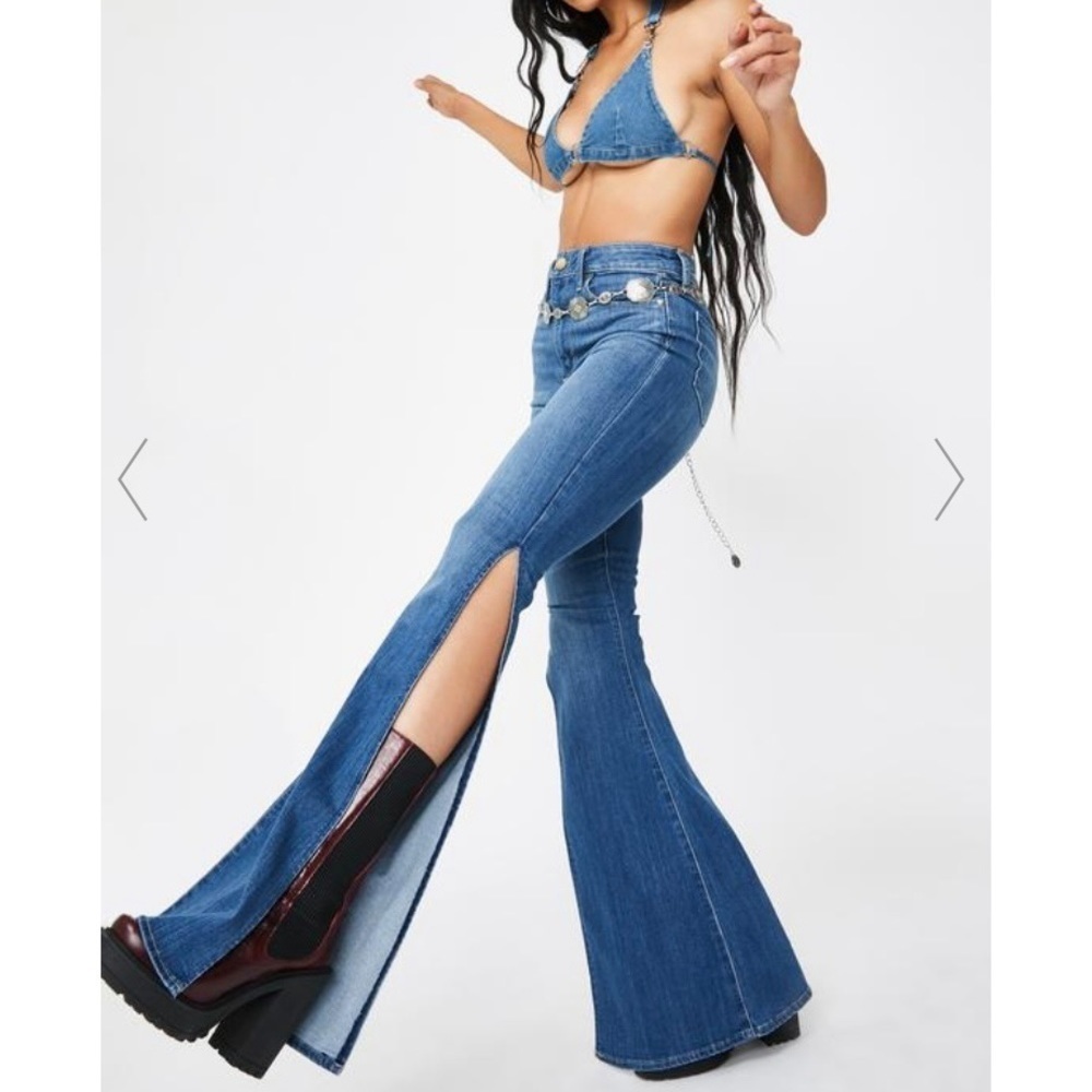 Articles of society Brigette woman blue jeans  Flare Split Hem
